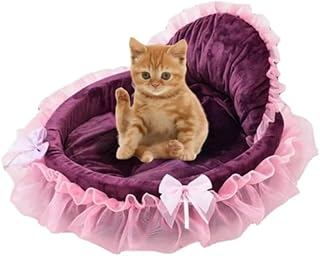 Lace Princess Soft Cotton Velvet Warm Sofa Bed for Cats and Dogs in Winter (S, Purple)