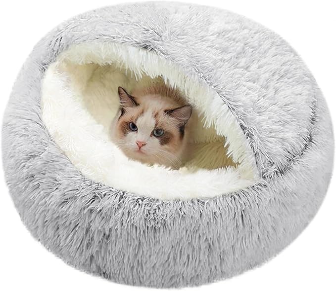 20in Washable Cat Beds for Indoor Cats - Round Donut Pet Bed for CatsCalming Bed Gift - Pink