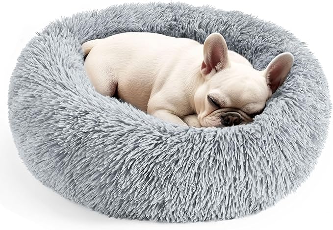 Hoewina Dog & Cat Bed for Indoor Cats, 20in Calming Donut Bed for Puppy and Kitten