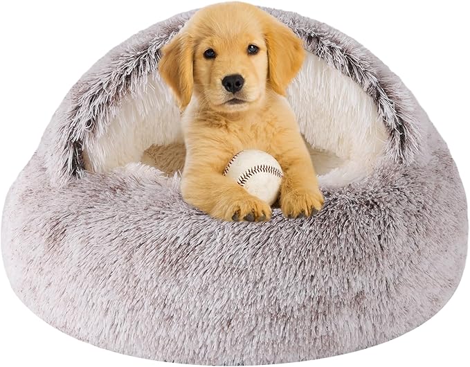 Cozy Nook Pet Bed for Dogs or Cats - Washable Cute Cat Bed, Anti-Slip Fits up to 12 lbs Pets(Grey, 20" x 20")